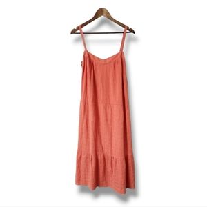 Knox Rose Coral Tiered Gauzy Midi Sun Dress | XL